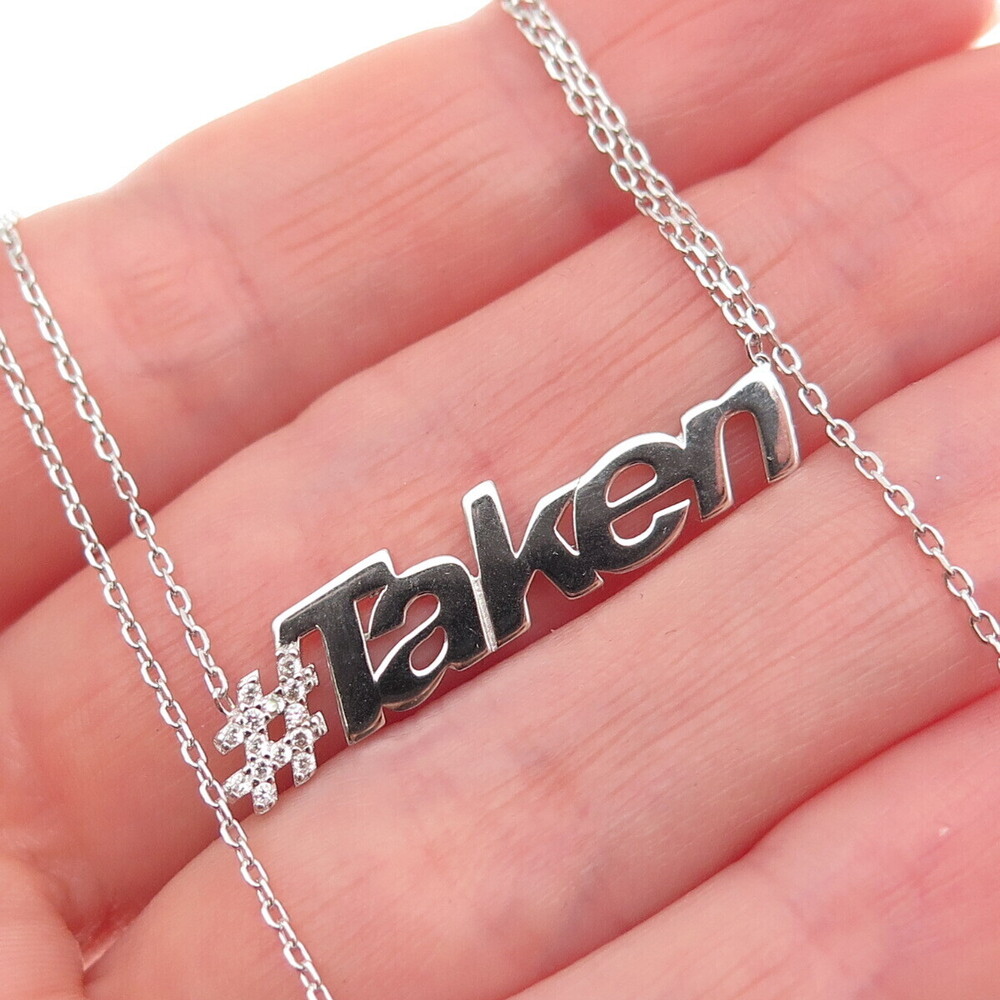 925 Sterling Silver Round-Cut C Z #Taken Cable Chain Necklace 16-18"